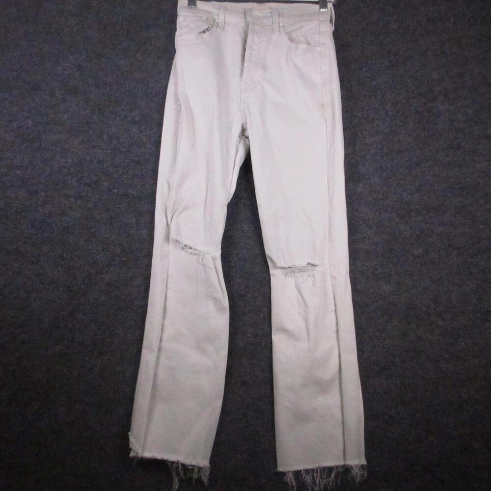 Mother The Tripper Ankle Fray Jeans Womens 25 White High Rise Distressed Denim